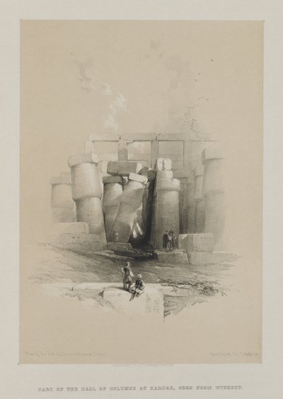 Egipto y Nubia, Volumen II: Parte del Salón de Columnas en Karnak, Tebas, 1847 de Louis Haghe