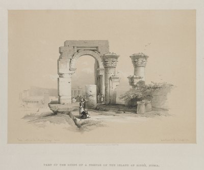 Egipto y Nubia, Volumen II: Ruinas - Templo en la Isla de Biggeh, Nubia, 1847 de Louis Haghe