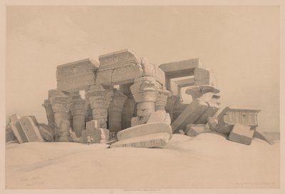 Egipto y Nubia: Volumen I - No. 1, No. 2, Restos del Pórtico del Templo de Kom Ombo de Louis Haghe
