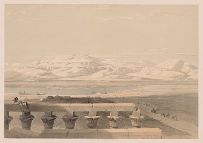 Egipto y Nubia: Volumen I - No. 30, Cadena montañosa libia desde el Templo de Luxor de Louis Haghe