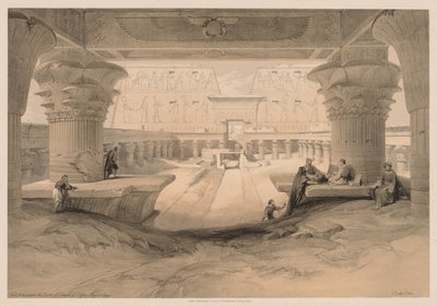 Egipto y Nubia: Volumen I - No. 32, Vista desde debajo del Pórtico del Templo de Edfu..., 1838 de Louis Haghe