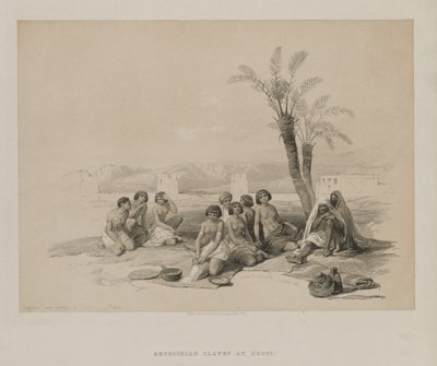 Egipto y Nubia, Volumen I: Esclavos abisinios descansando en Korti-Nubia de Louis Haghe