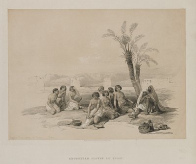 Egipto y Nubia, Volumen I: Esclavos abisinios descansando en Korti-Nubia, 1847 de Louis Haghe
