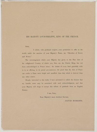 Egipto y Nubia, Volumen I: Página de Dedicación, 1846 de Louis Haghe