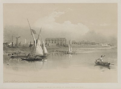 Egipto y Nubia, Volumen I: Vista General de las Ruinas de Luxor, Desde el Nilo, 1846 de Louis Haghe