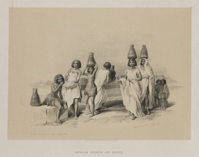 Egipto y Nubia, Volumen I: Mujeres Nubias en Kortie, en el Nilo, 1847 de Louis Haghe