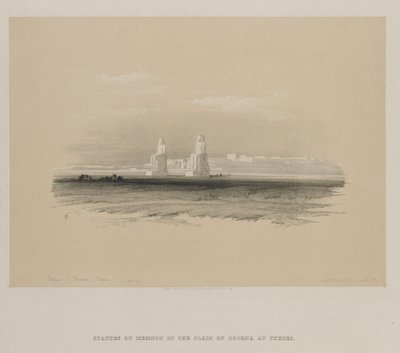 Egipto y Nubia, Volumen I: Estatuas de Memnón, Tebas, 1846 de Louis Haghe