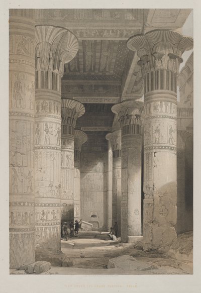 Egipto y Nubia, Volumen I: Vista bajo el Gran Pórtico del Templo, Philae de Louis Haghe