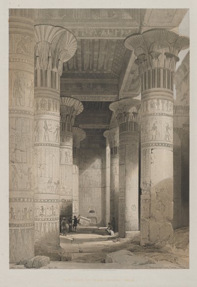 Egipto y Nubia, Volumen I: Vista Bajo el Gran Pórtico del Templo, Philae, 1846 de Louis Haghe