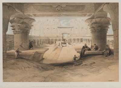 Egipto y Nubia, Volumen I: Vista desde debajo del pórtico del Templo de Edfou, Alto Egipto de Louis Haghe