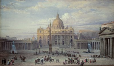 Exterior de San Pedro, Roma, desde la Piazza, 1868 de Louis Haghe