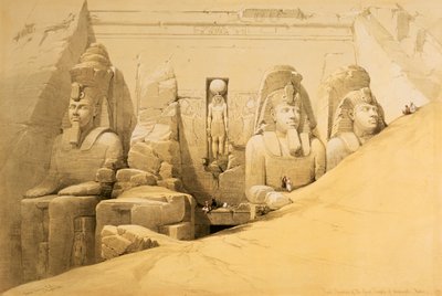 Elevación frontal del Gran Templo de Abu Simbel, Nubia, Egipto, 1849 de Louis Haghe