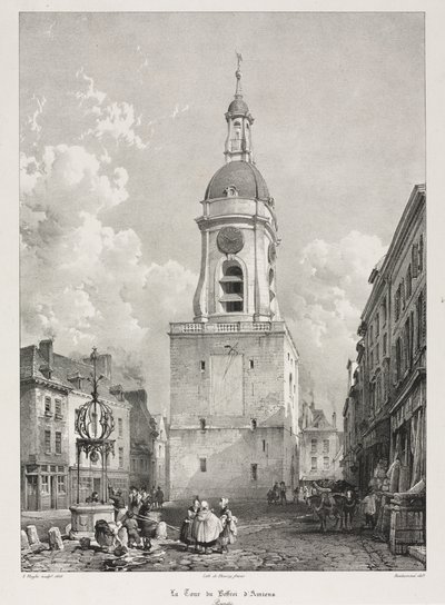 Viajes pintorescos y románticos en la vieja Francia, Picardie: La torre del campanario de Amiens, Picardie, después de François Bonhommé (francés, 1809-1881) ) de Louis Haghe