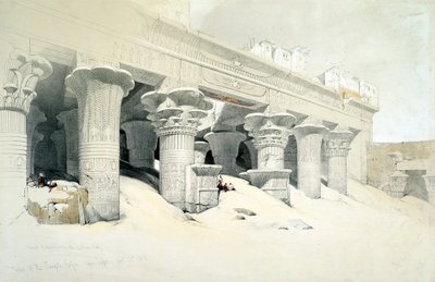 Pórtico del templo de arenisca de Edfu dedicado al dios Horus con cabeza de halcón, Egipto, 1838 de Louis Haghe
