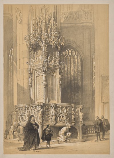Bocetos en Bélgica y Alemania, Primera Serie, Casa del Sacramento en la Iglesia de San Lorenzo, Núremberg de Louis Haghe