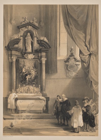 Bocetos en Bélgica y Alemania, Segunda Serie: No. 26 - Tumba de Rubens, San Jacques, Amberes de Louis Haghe