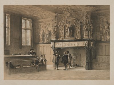 Bocetos en Bélgica y Alemania, Volumen I: Sala de Justicia de los Magistrados du Franc, Brujas, 1840 de Louis Haghe