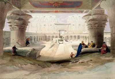 Vista desde el pórtico del Templo de Edfu, Alto Egipto, 1846 de Louis Haghe
