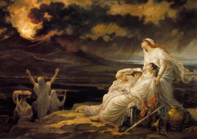 Herculano (23 de agosto de 79): la antigua ciudad destruida por la erupción del Vesubio y los habitantes que se refugiaron en una colina de Louis Hector Leroux