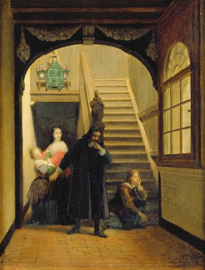 Escena de la juventud de Blaise Pascal (1623-62) 1860-70 de Louis Hector Leroux