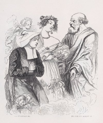 Las dos hermanas de la caridad de Las Obras Completas de Béranger, 1836 de Louis Henri Brevière, Cesar Auguste Hebert