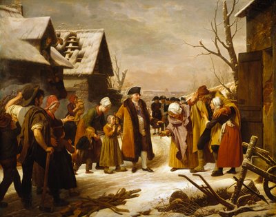 Luis XVI distribuyendo limosnas a los pobres de Versalles durante el invierno de 1788 de Louis Hersent