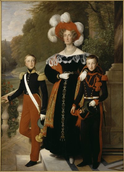 La reina María Amelia con sus hijos de Louise Marie Jeanne Hersent