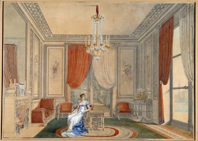 Vista del Salón de Plata en el Palacio del Elíseo en la época de Caroline y Joachim Murat de Louis Hippolyte Lebas