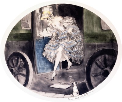 Bajando del carruaje, c.1920-1930s (aguafuerte y aguatinta) de Louis Icart
