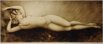 Reposo, c.1934 (aguafuerte y punta seca, impreso en colores) de Louis Icart