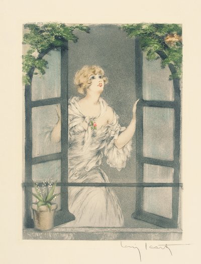 Las cuatro estaciones: Primavera, c.1928 (punta seca coloreada a mano y aguatinta) (véase también 745548-51) de Louis Icart