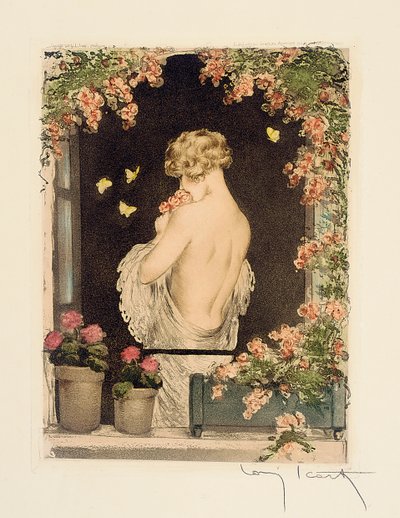 Las cuatro estaciones: Verano, c.1928 (punta seca coloreada a mano y aguatinta) (véase también 745548-51) de Louis Icart