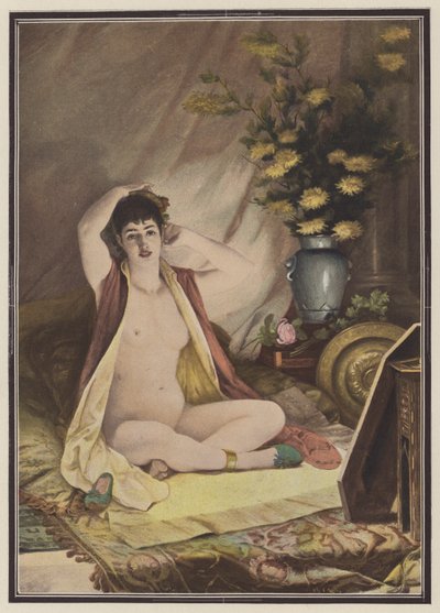 Antes del espejo (litografía en color) de Louis Jacquesson de La Chevreuse