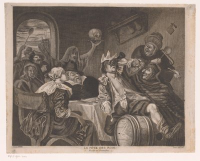 Compañía de fiestas con un bebedor con corona
La fête des rois (título en el objeto)
Fiesta de Reyes de Louis Jaugey