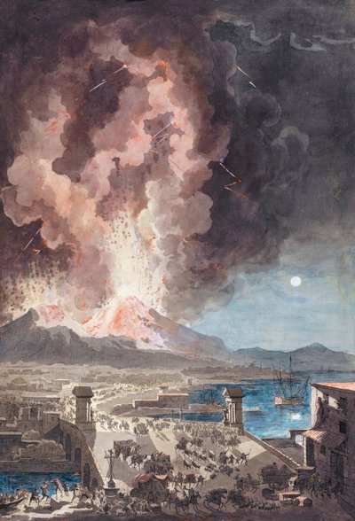 Erupción del Monte Vesubio, Italia, en 1779 de Louis Jean (after) Desprez