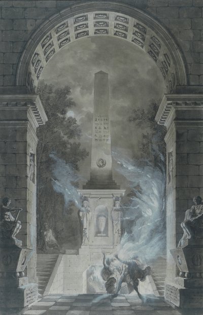 Escena de la tragedia de Semíramis de Voltaire (1694-1778) de Louis Jean Desprez