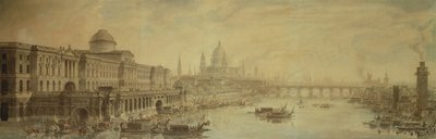 Somerset House, Catedral de San Pablo y Puente de Blackfriars de Louis Jean Desprez