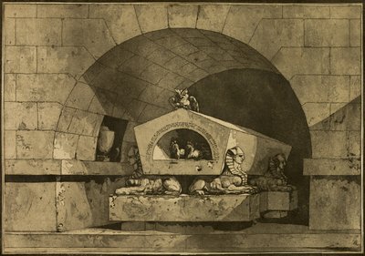 Tumba con esfinges y un búho de Louis Jean Desprez
