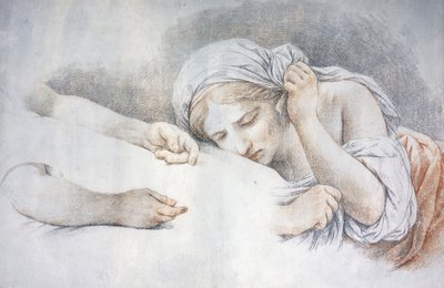 Una joven descansando su cabeza en el regazo de otra chica de Louis Jean François Lagrenée