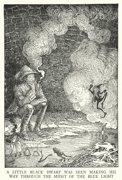 Se vio a un pequeño enano negro abriéndose paso en medio de la luz azul de Louis John Rhead