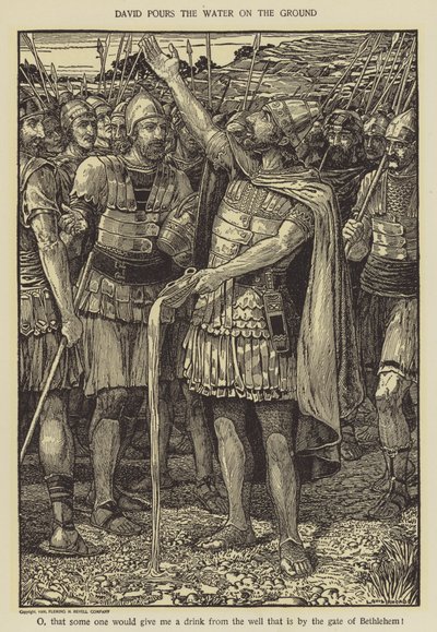 David vierte el agua en el suelo de Louis John Rhead