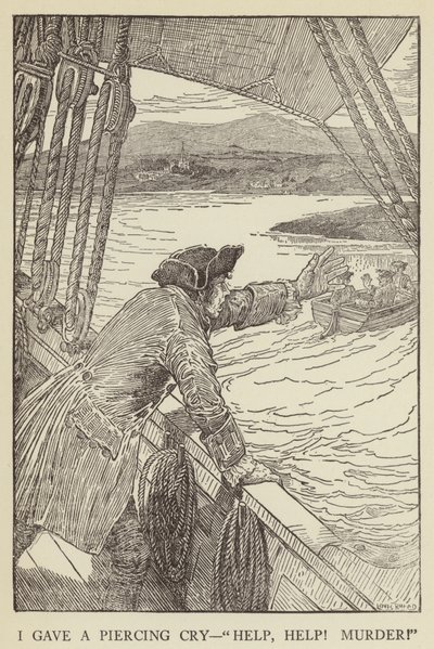 Ilustración de Secuestrado por Robert Louis Stevenson de Louis John Rhead