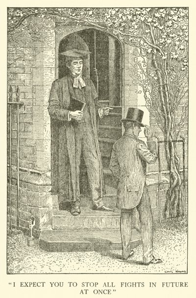 Ilustración para los Días de Escuela de Tom Brown de Louis John Rhead