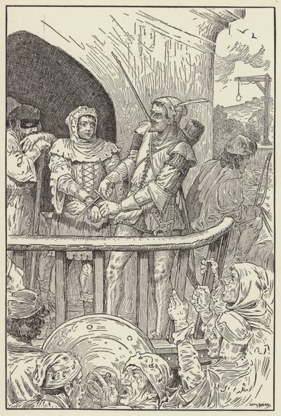 Pequeño Juan cortó apresuradamente las ataduras de Will Stutely de Louis John Rhead