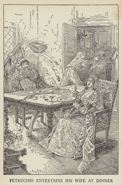 Petruchio entretiene a su esposa en la cena de Louis John Rhead