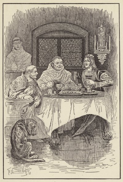 El prior William ofrece un banquete para el rey y el obispo de Louis John Rhead