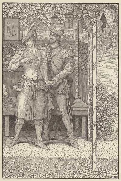 Robin Hood y Marian en su cenador de Louis John Rhead