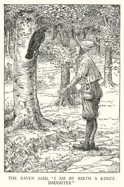 El cuervo dijo, "De nacimiento soy hija de un rey" de Louis John Rhead