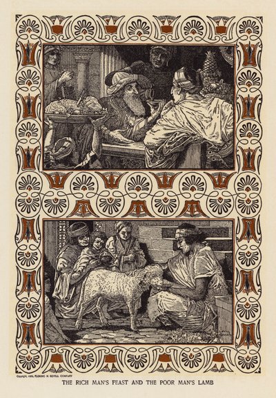 El banquete del rico y el cordero del pobre (litografía) de Louis John Rhead