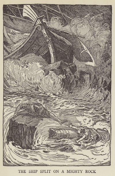 El barco se partió en una roca enorme de Louis John Rhead